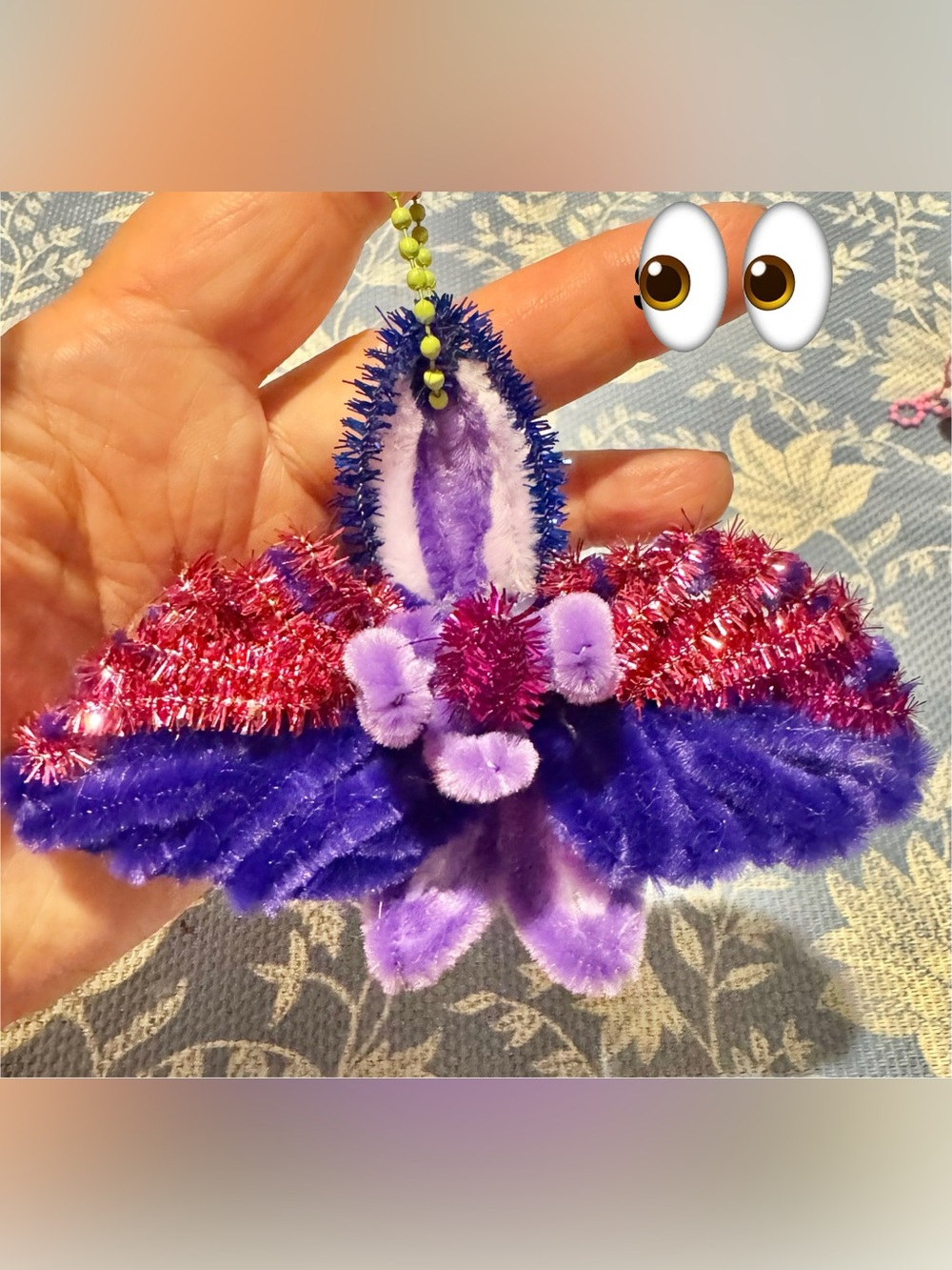 Handmade Pipe Cleaner Orchid Ornament in Purple & Pink Charm
